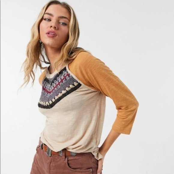 Free People Spring Bound Crochet Tee Small - Picture 3 of 14